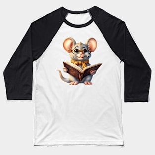 Mouse with Book Baseball T-Shirt